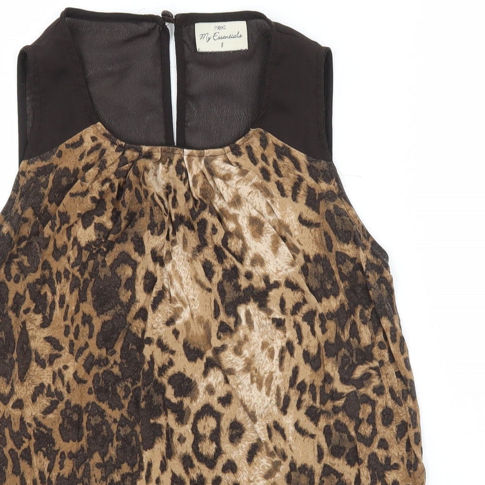 NEXT Womens Brown Animal Print  Basic Blouse Size 8