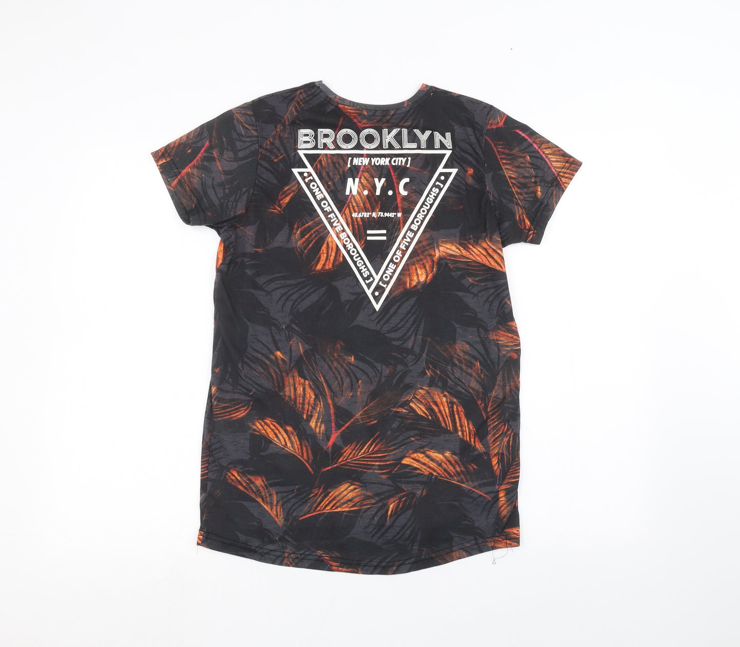 Primark Boys Black Floral  Basic T-Shirt Size 12-13 Years