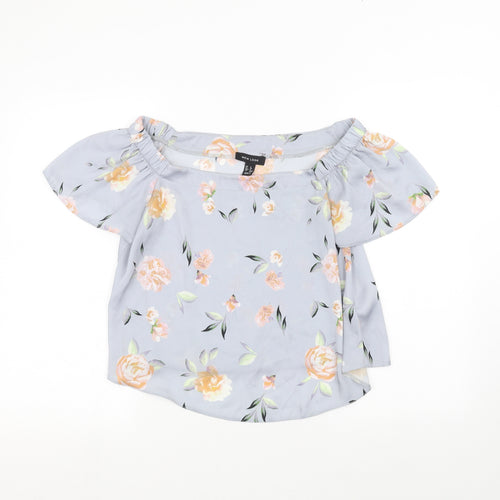 New Look Womens Blue Floral  Basic Blouse Size 8