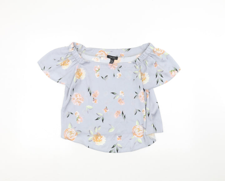 New Look Womens Blue Floral Basic Blouse Size 8