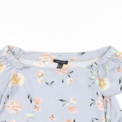 New Look Womens Blue Floral  Basic Blouse Size 8
