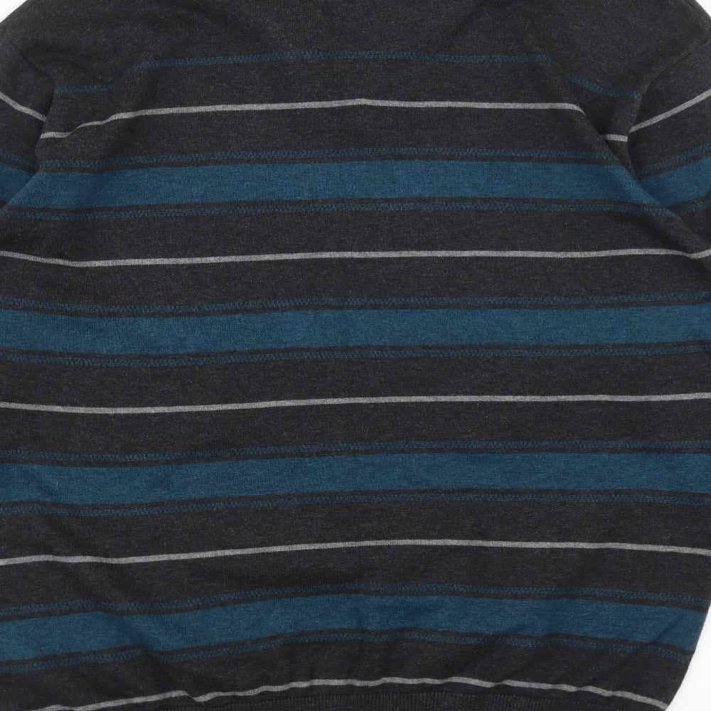 NEXT Mens Black Striped  Pullover Jumper Size XL