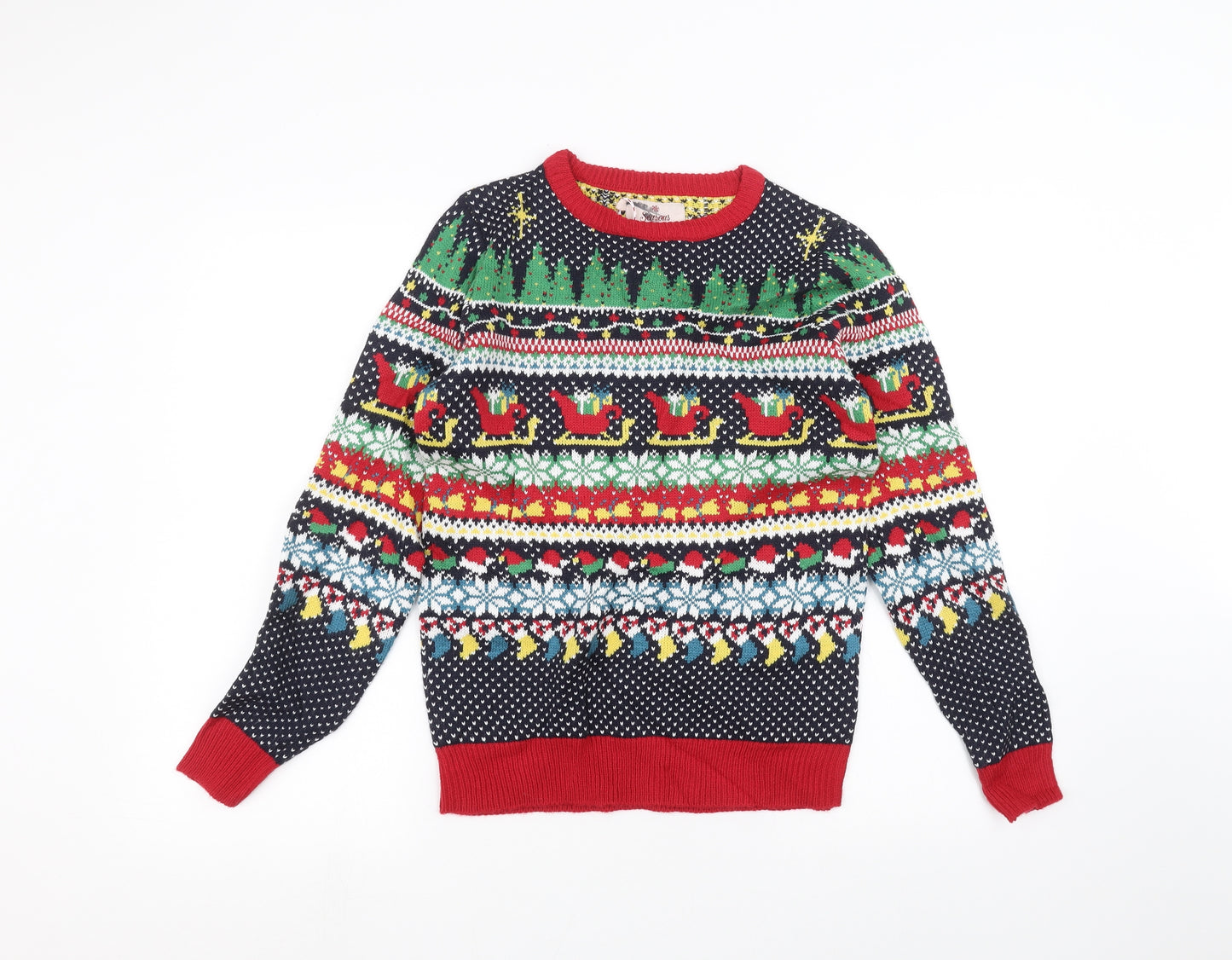season greetings Womens Blue   Pullover Jumper Size 8