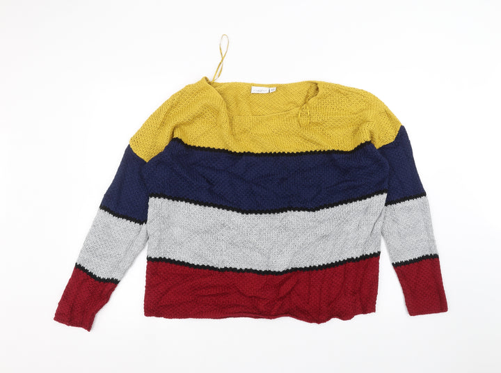 New Look Womens Multicoloured Striped Pullover Jumper Size 10