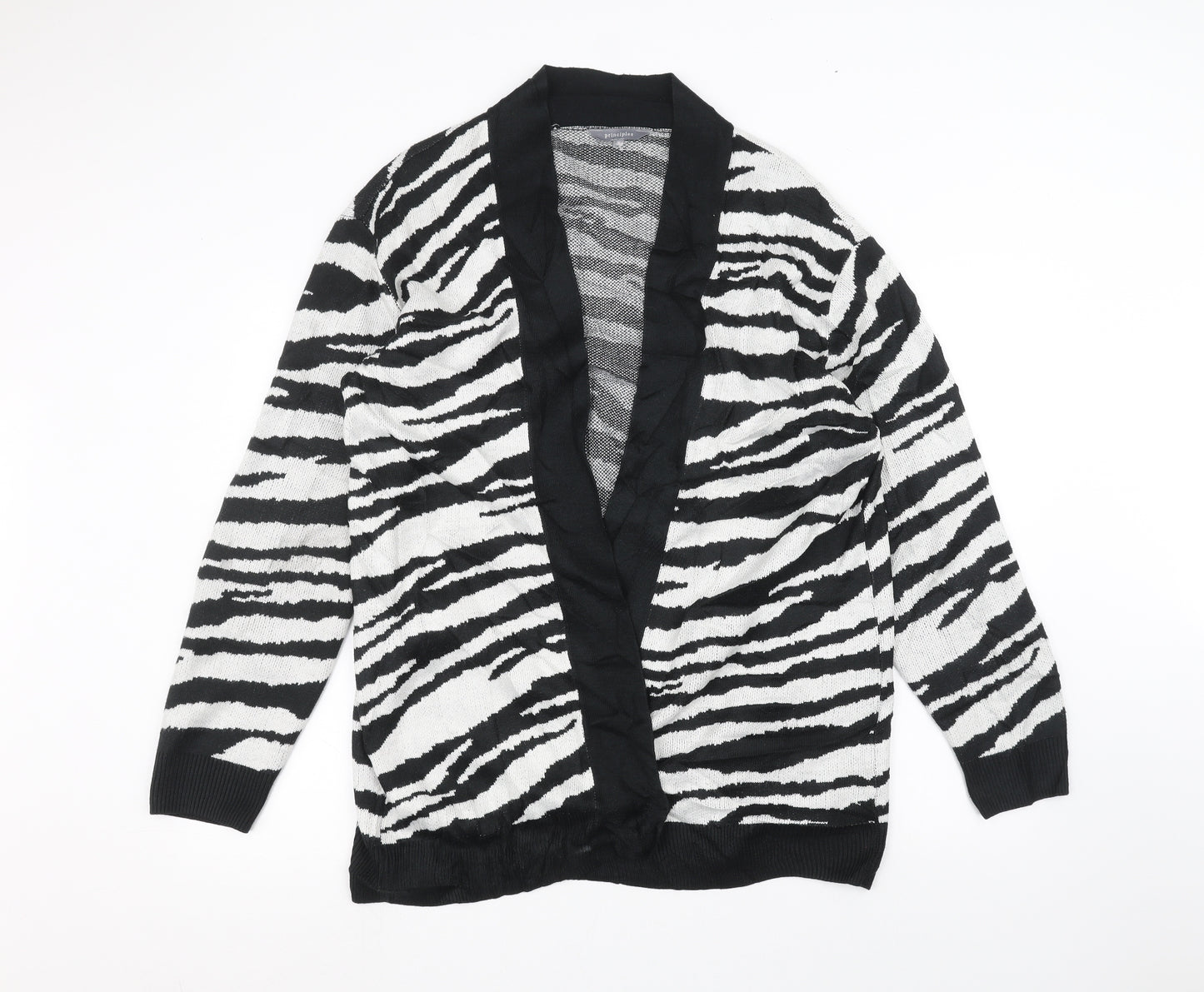 Principles Womens White Animal Print  Cardigan Jumper Size 16