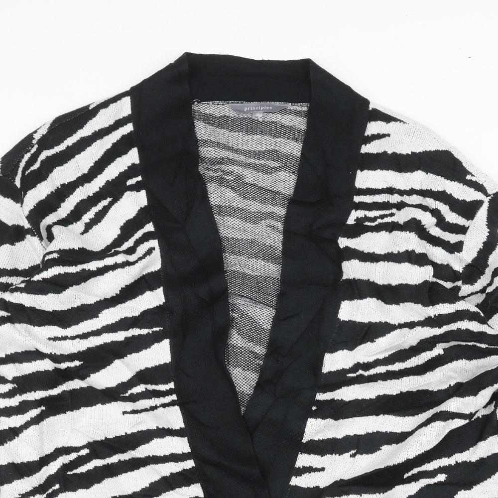 Principles Womens White Animal Print  Cardigan Jumper Size 16