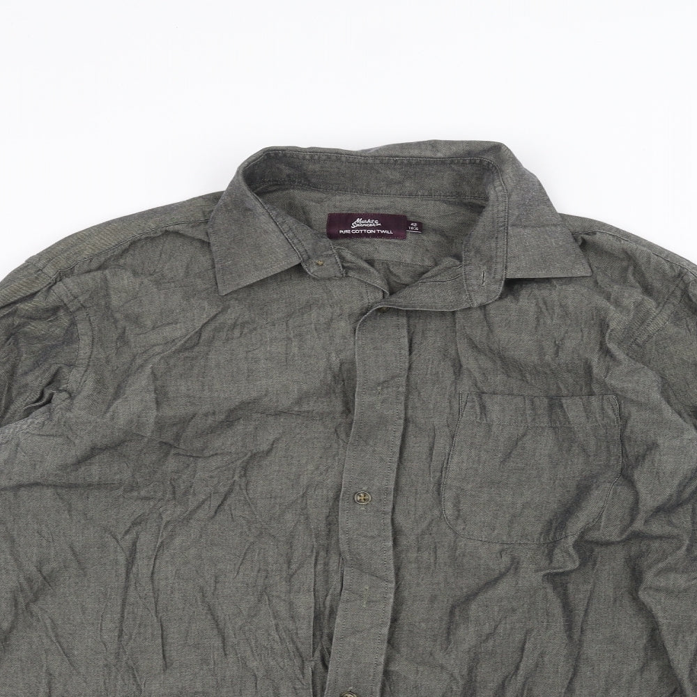 Marks and Spencer Mens Green    Dress Shirt Size 16.5