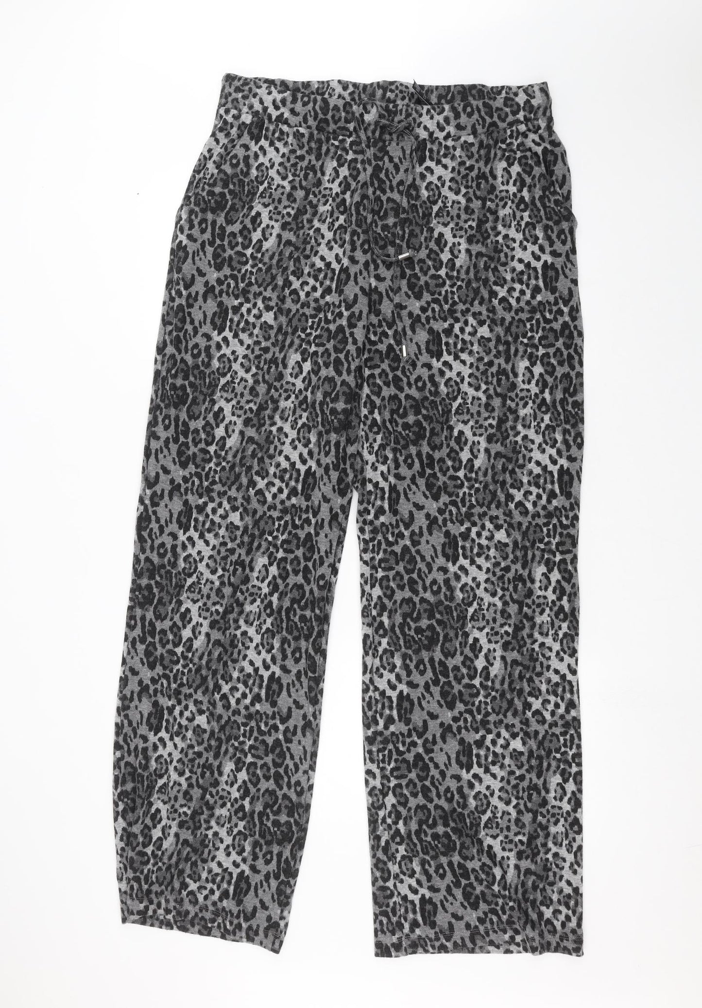 Marks and Spencer Womens Black Animal Print  Trousers  Size 18 L31 in