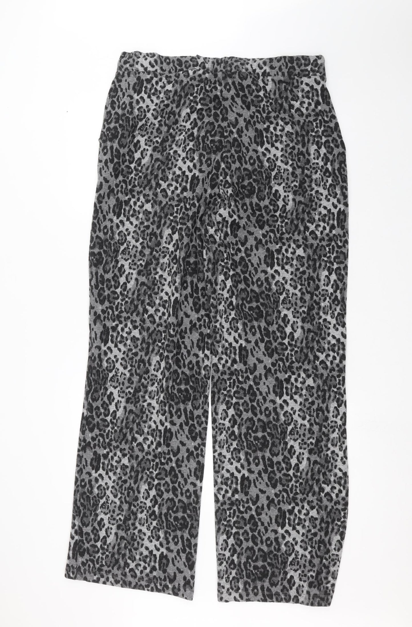 Marks and Spencer Womens Black Animal Print  Trousers  Size 18 L31 in