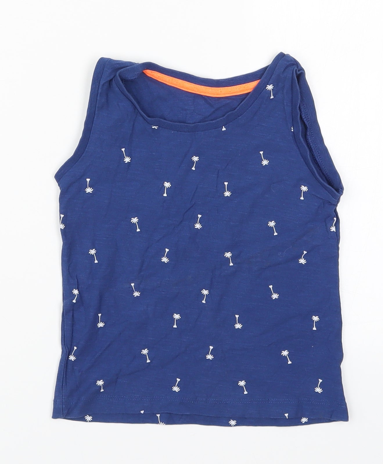 Matalan Boys Blue   Basic Tank Size 2-3 Years  - Palm Trees