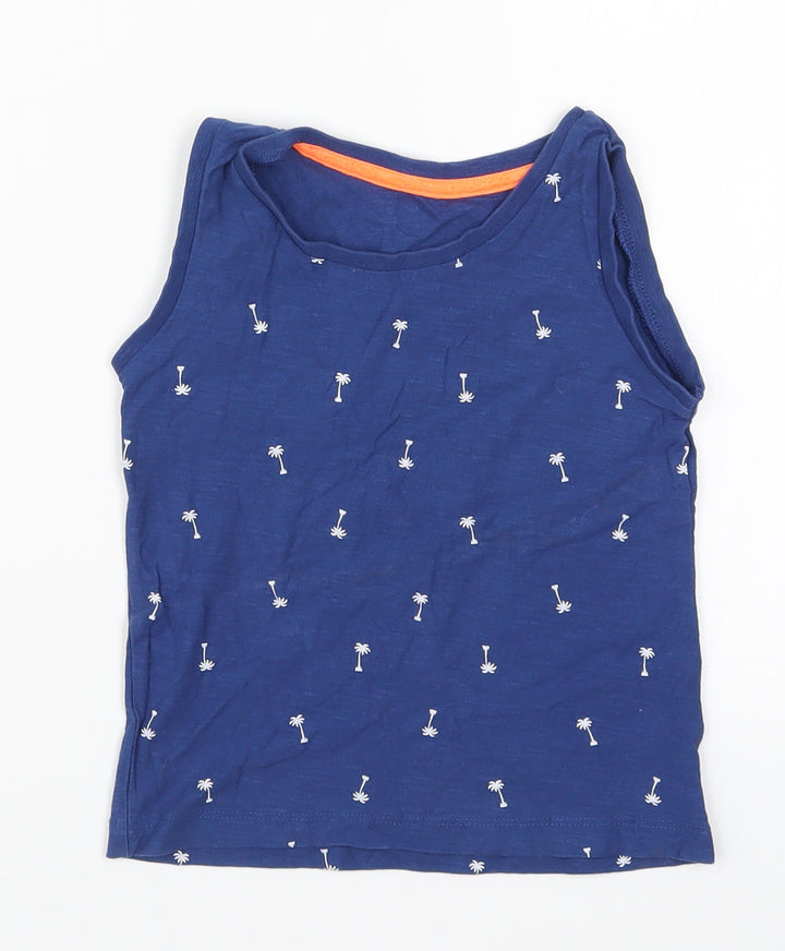 Matalan Boys Blue   Basic Tank Size 2-3 Years  - Palm Trees