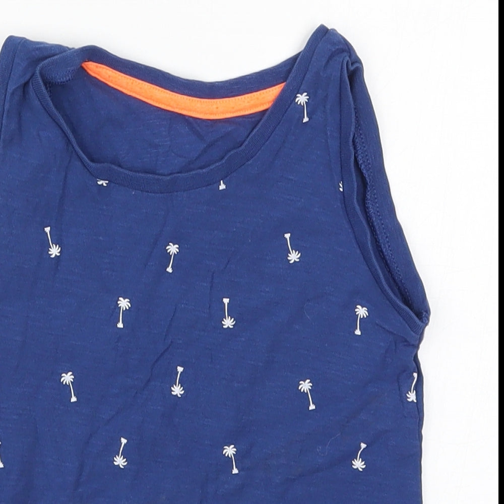 Matalan Boys Blue   Basic Tank Size 2-3 Years  - Palm Trees