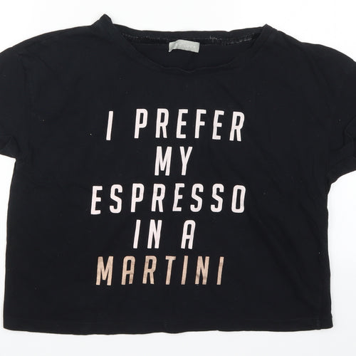 New Look Womens Black Solid  Top Pyjama Top Size M  - I Prefer My Espresso in a Martini