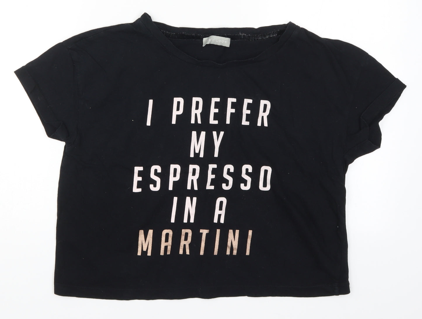 New Look Womens Black Solid  Top Pyjama Top Size M  - I Prefer My Espresso in a Martini