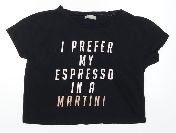 New Look Womens Black Solid  Top Pyjama Top Size M  - I Prefer My Espresso in a Martini