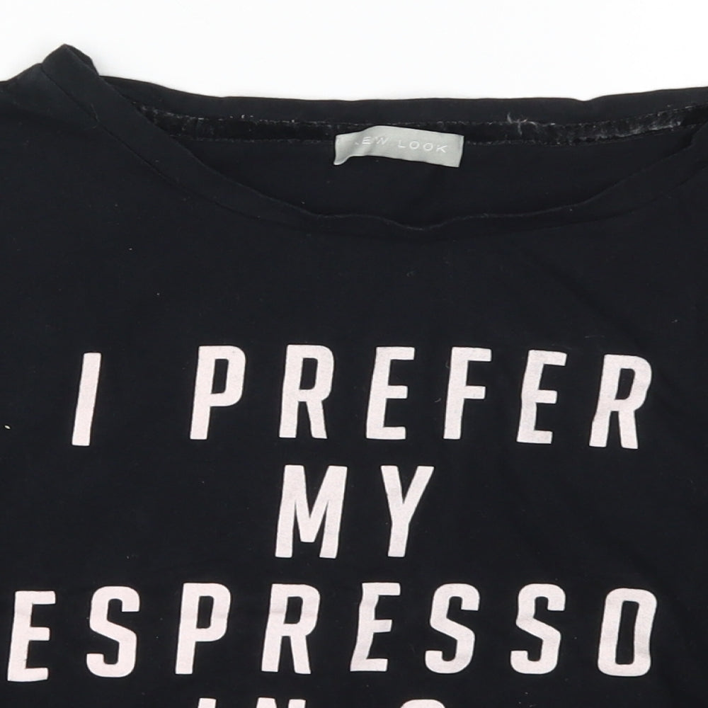 New Look Womens Black Solid  Top Pyjama Top Size M  - I Prefer My Espresso in a Martini