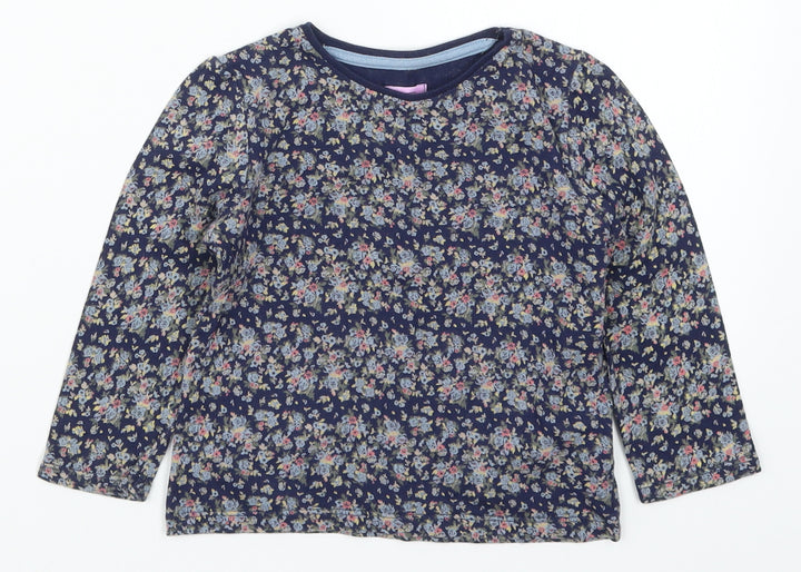 F&F Girls Blue Floral Basic T-Shirt Size 18-24 Months