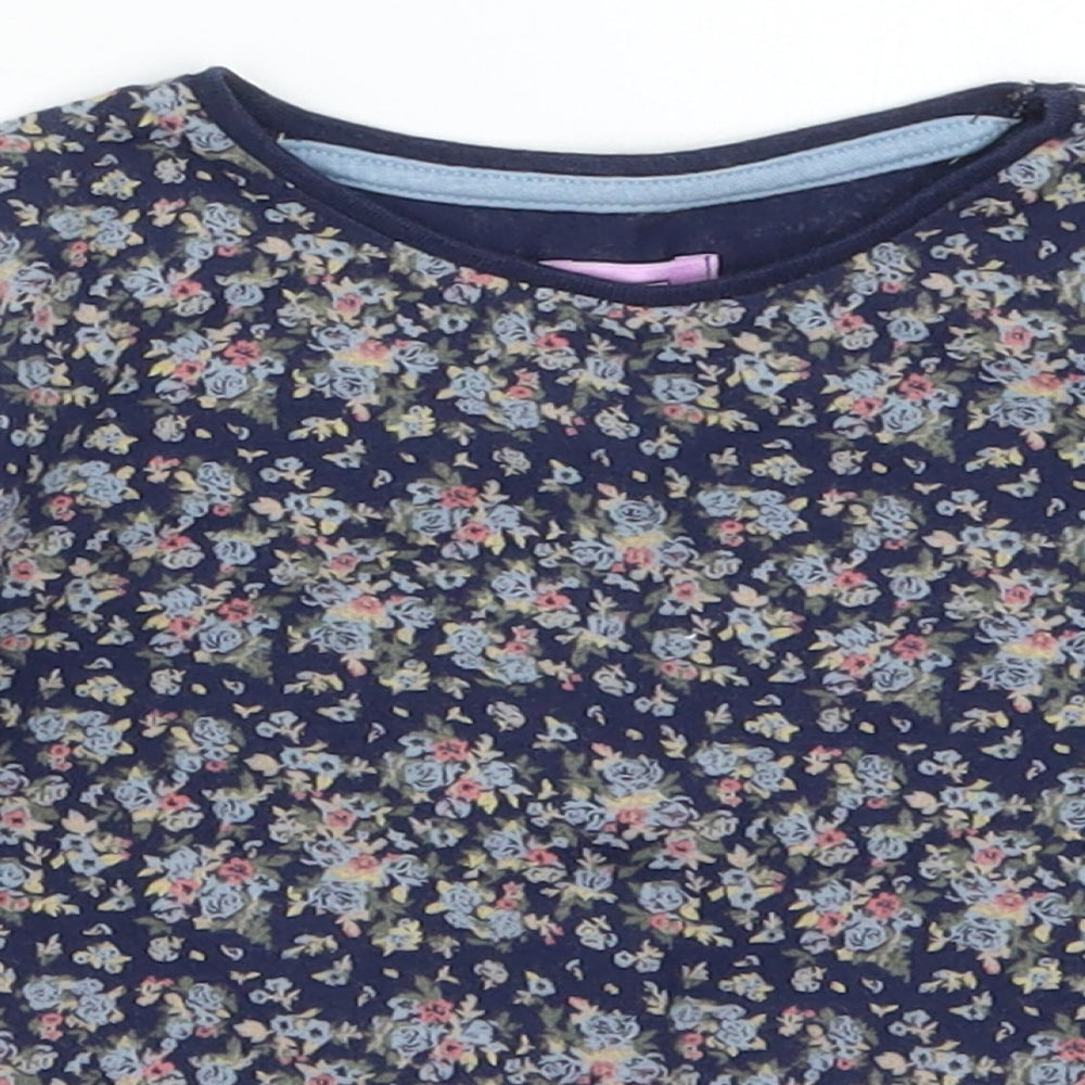 F&F Girls Blue Floral  Basic T-Shirt Size 18-24 Months