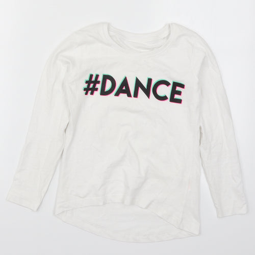 Preworn Girls White   Basic T-Shirt Size 8 Years  - Dance
