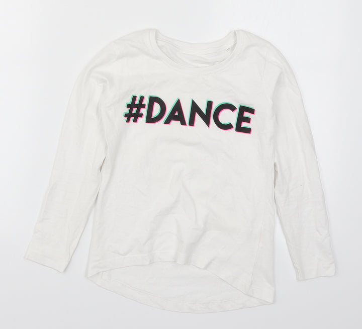 Preworn Girls White   Basic T-Shirt Size 8 Years  - Dance