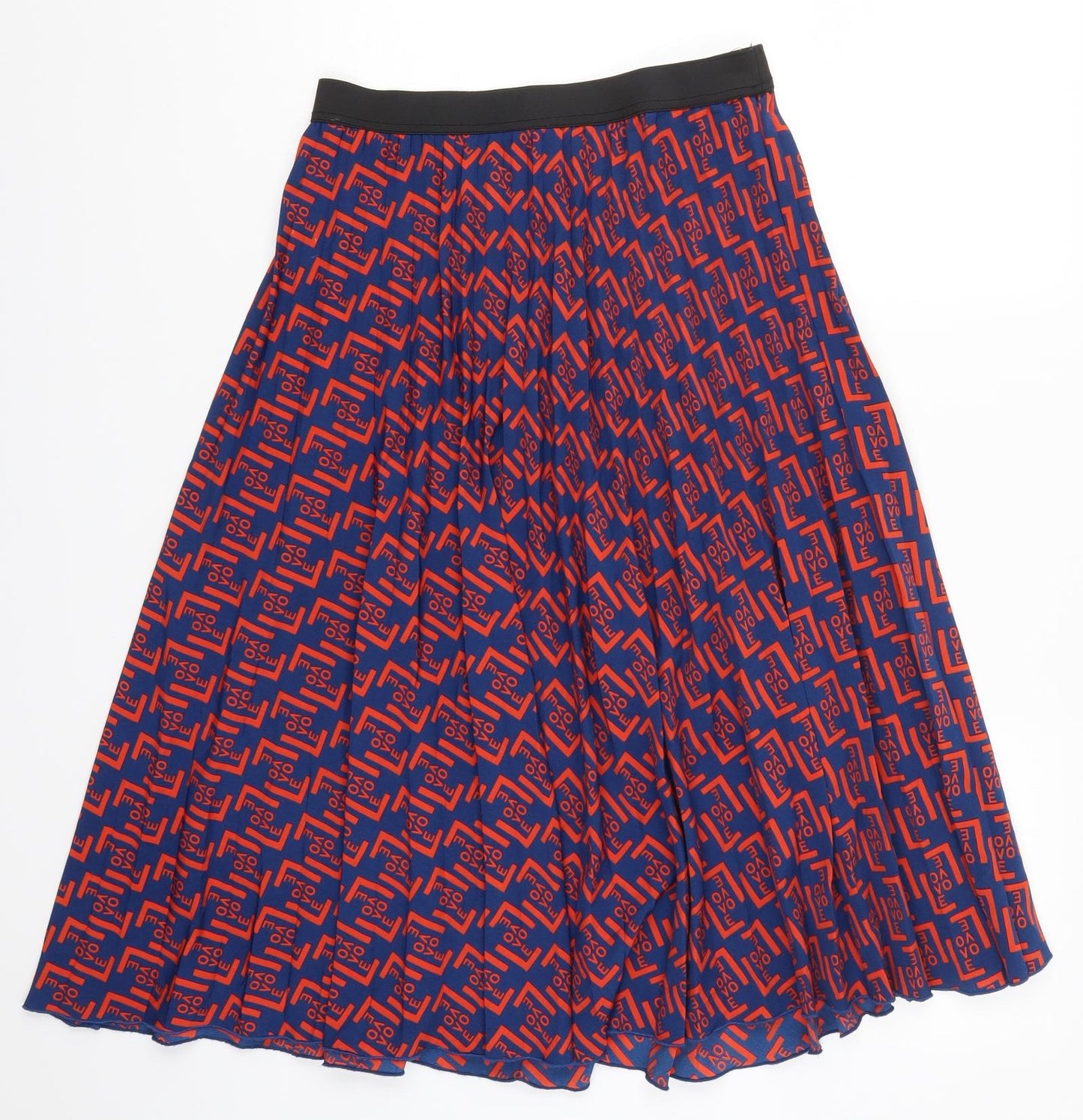 Primark Womens Red Geometric  Pleated Skirt Size 10  - Love