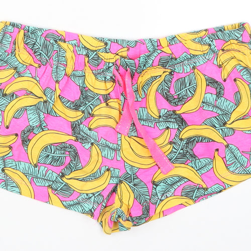 Primark Womens Pink   Hot Pants Shorts Size 10 - Banana Print Pyjamas