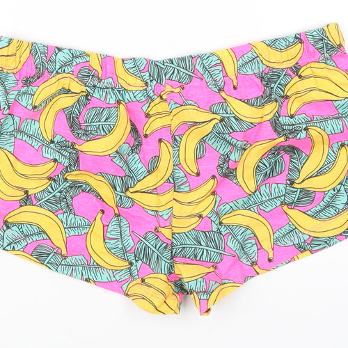 Primark Womens Pink   Hot Pants Shorts Size 10 - Banana Print Pyjamas