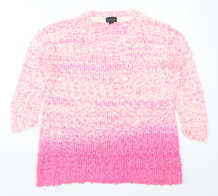 Topshop Womens Pink  Knit Pullover Jumper Size 6  - Ombre