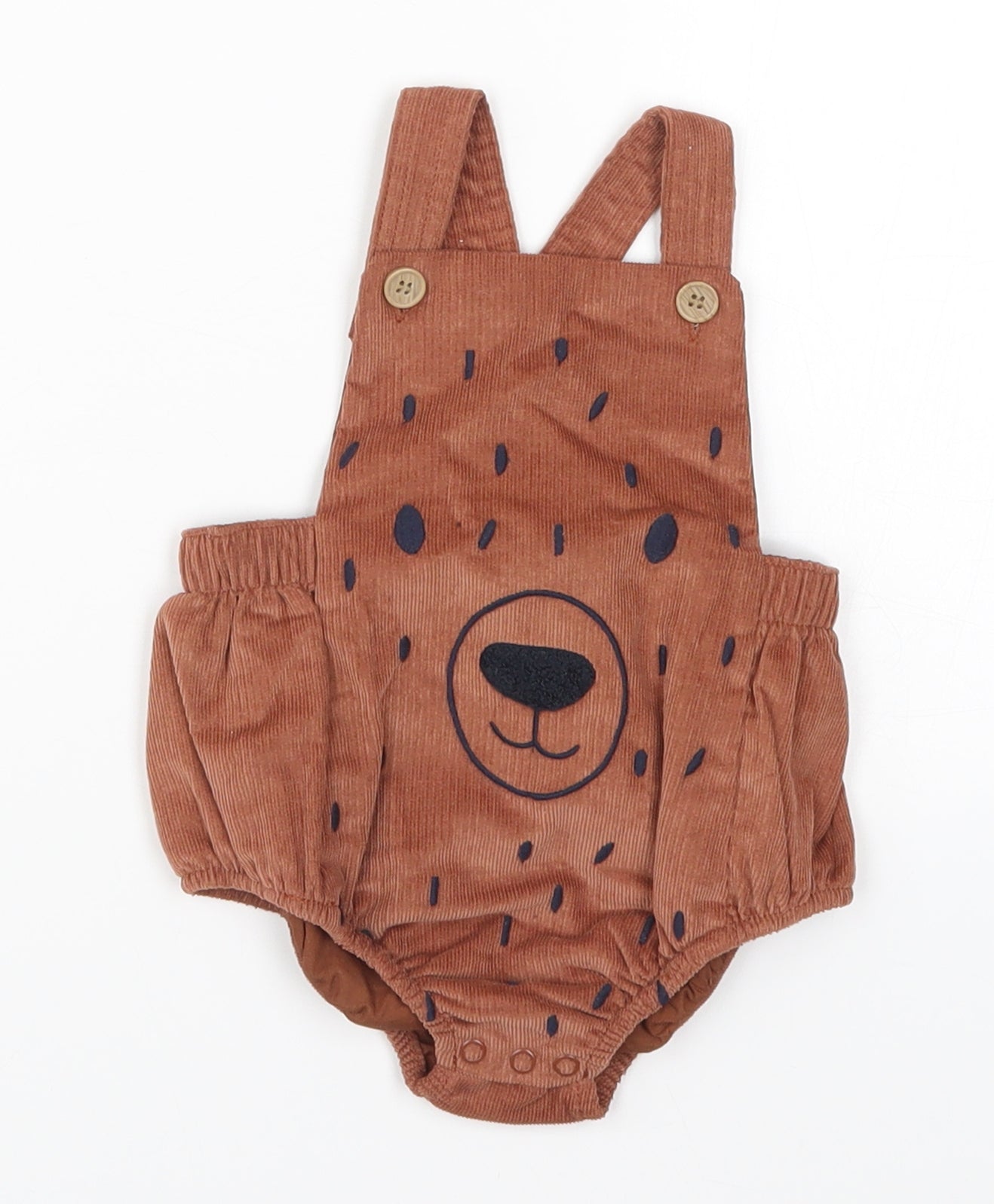 Nutmeg Baby Brown  Corduroy Dungaree One-Piece Size 3-6 Months  - Bear