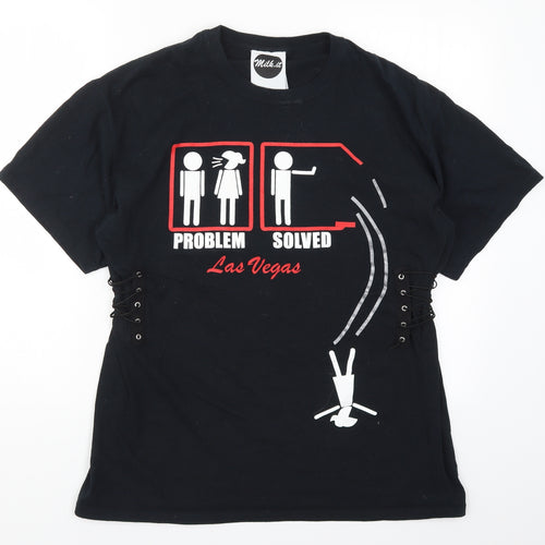 Milk It Womens Black   Basic T-Shirt Size S  - Problem Solved