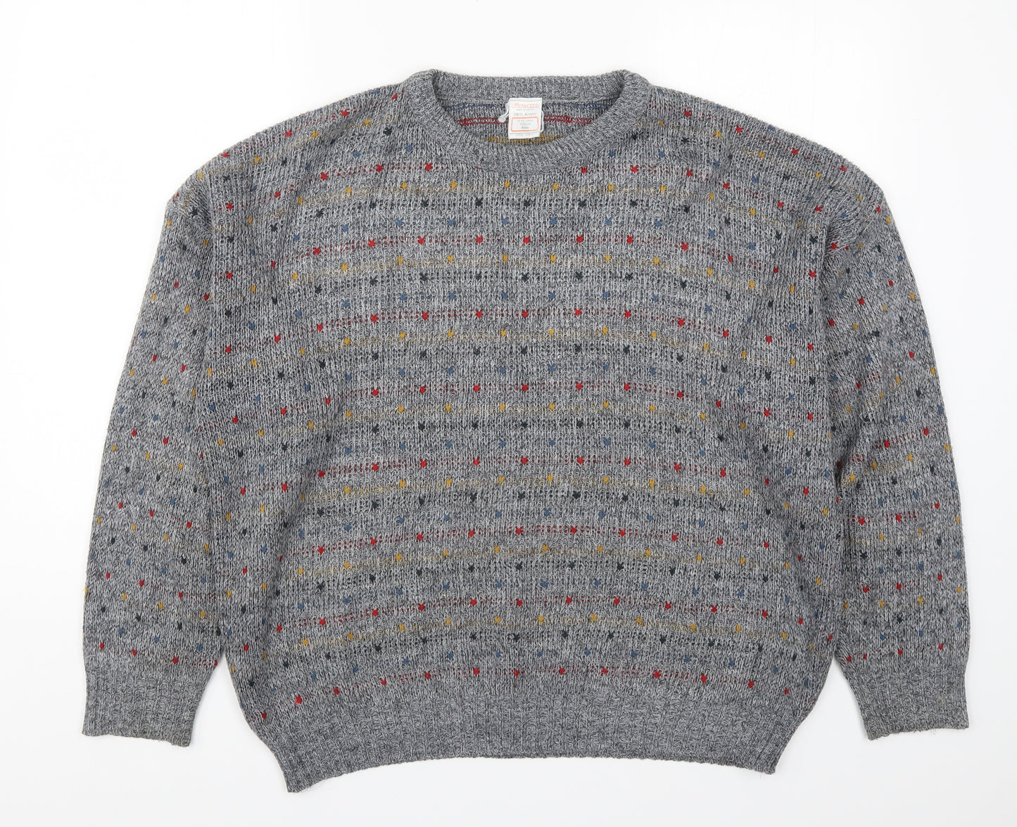 Littlewoods Mens Grey  Knit Pullover Jumper Size L  - Multicoloured Dots