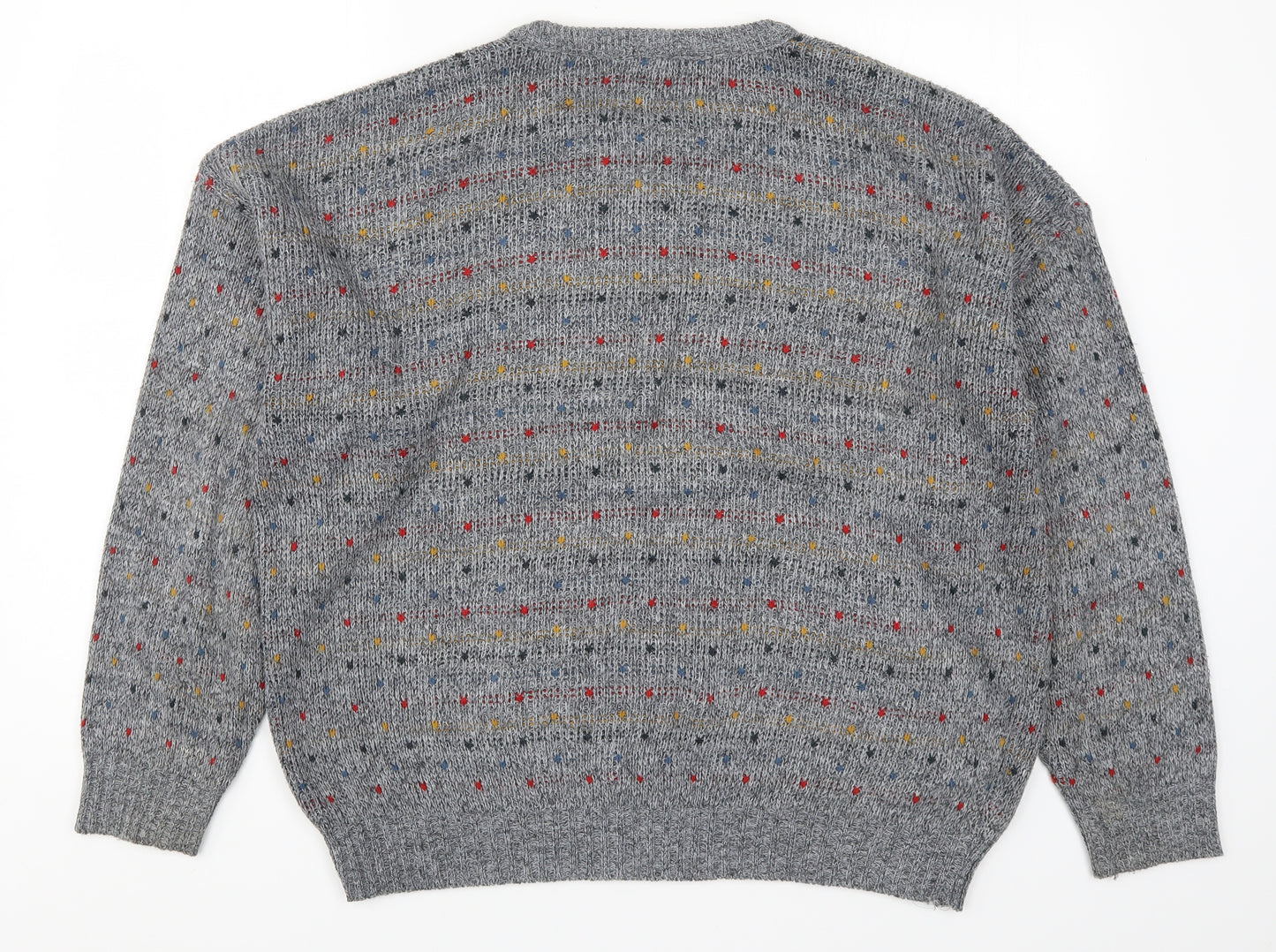 Littlewoods Mens Grey  Knit Pullover Jumper Size L  - Multicoloured Dots