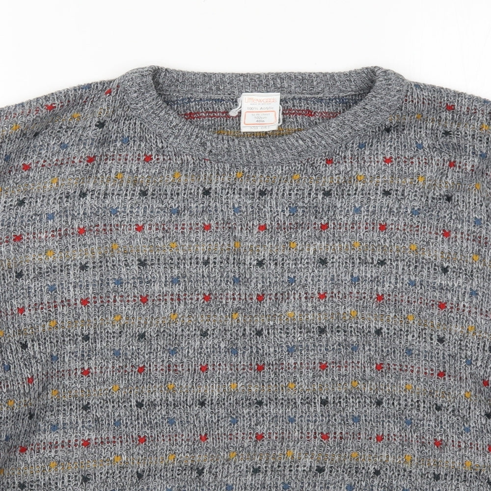 Littlewoods Mens Grey  Knit Pullover Jumper Size L  - Multicoloured Dots