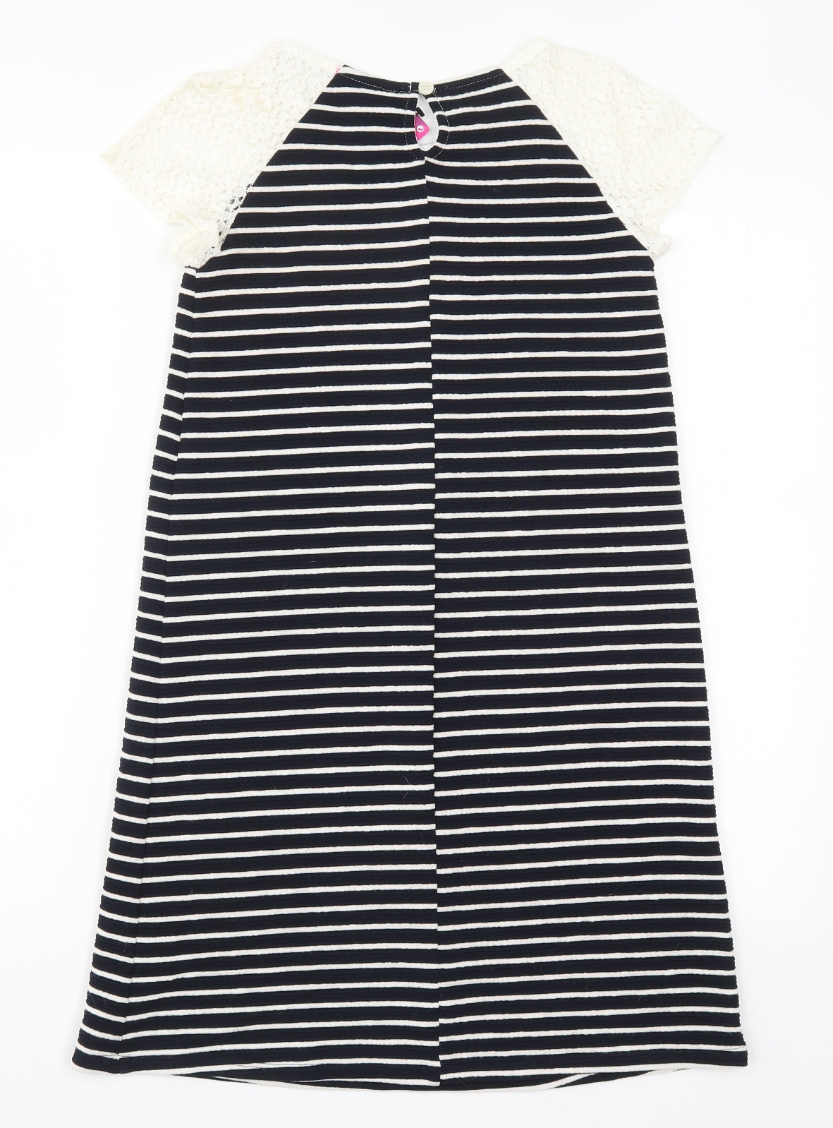 Young Dimension Girls Black Striped Lace A-Line  Size 10-11 Years