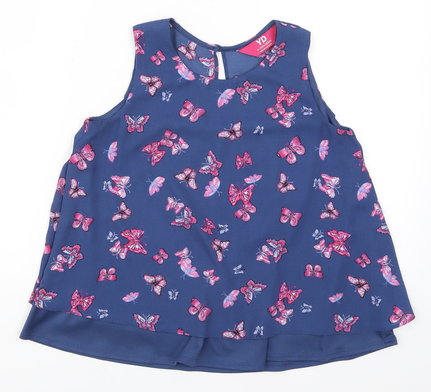 Young Dimension Girls Blue   Basic Tank Size 11-12 Years  - Butterflies