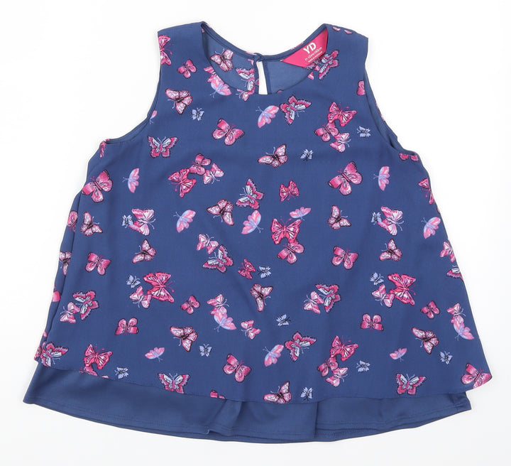 Young Dimension Girls Blue   Basic Tank Size 11-12 Years  - Butterflies