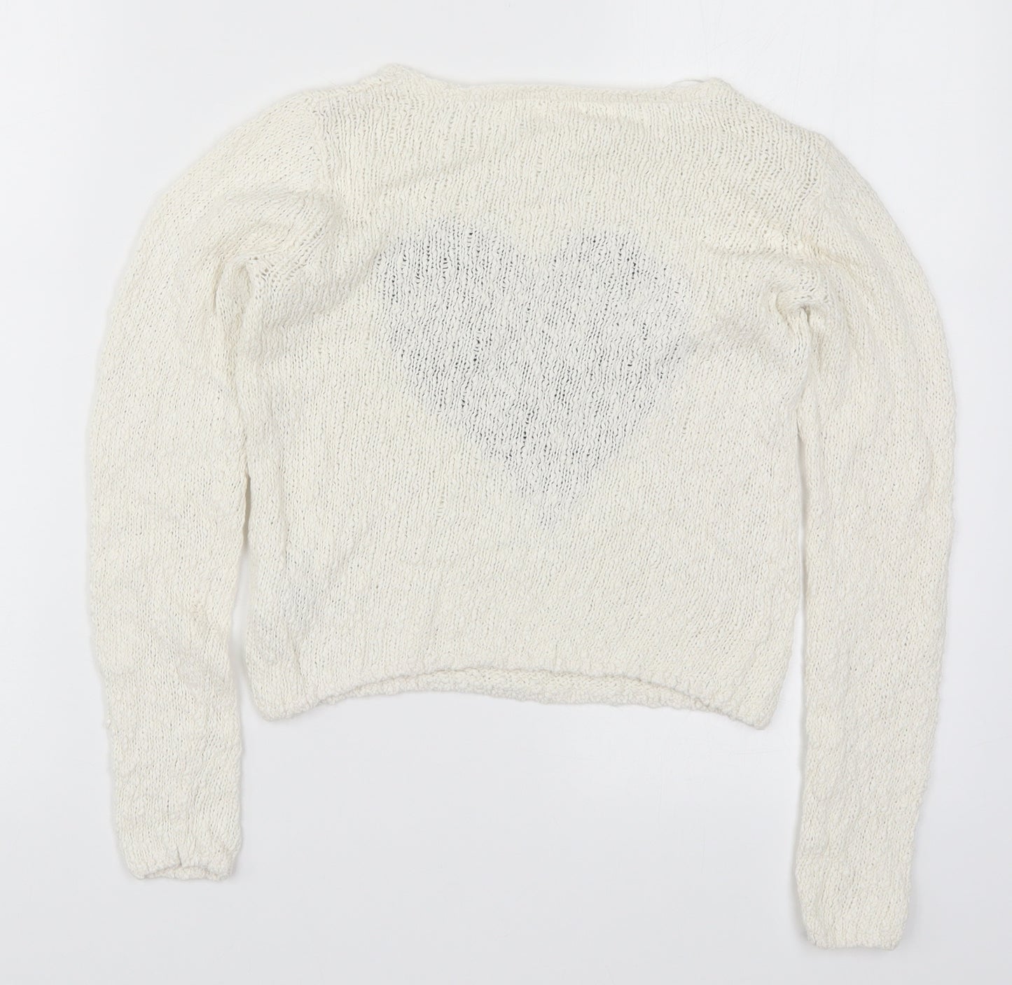 H&M Girls White   Pullover Jumper Size 11-12 Years  - Love Heart