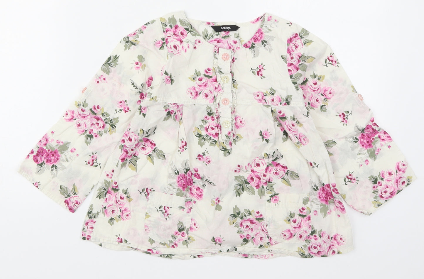 George Girls Pink Floral  Basic Blouse Size 4-5 Years