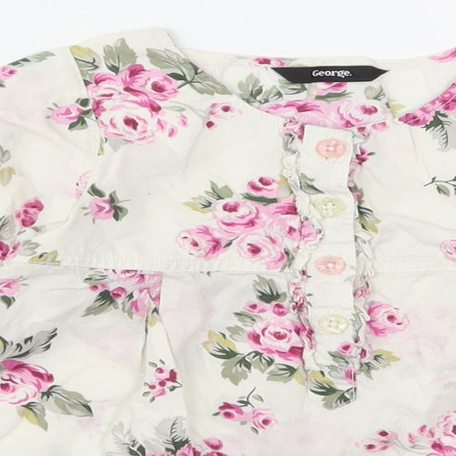 George Girls Pink Floral  Basic Blouse Size 4-5 Years