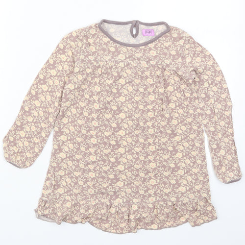 F&F Girls Beige Floral  Basic T-Shirt Size 5-6 Years