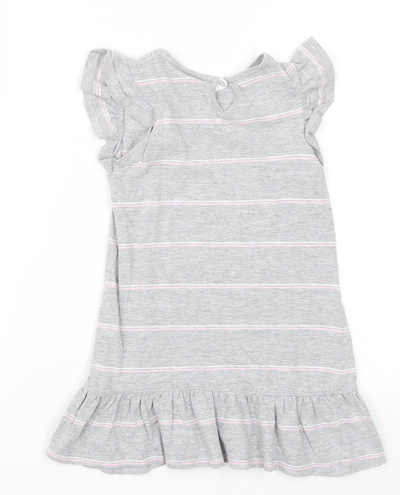 Earth Nymph Girls Grey Striped  T-Shirt Dress  Size 4 Years  - Koala Sydney Australia