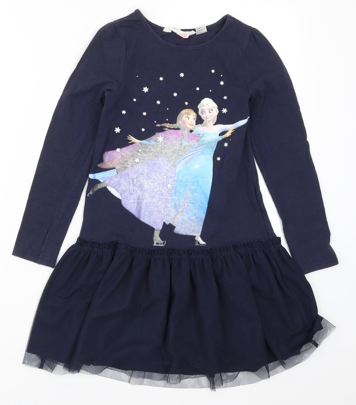 H&M Girls Blue   Tutu Dress  Size 7-8 Years  - Frozen Elsa and Anna