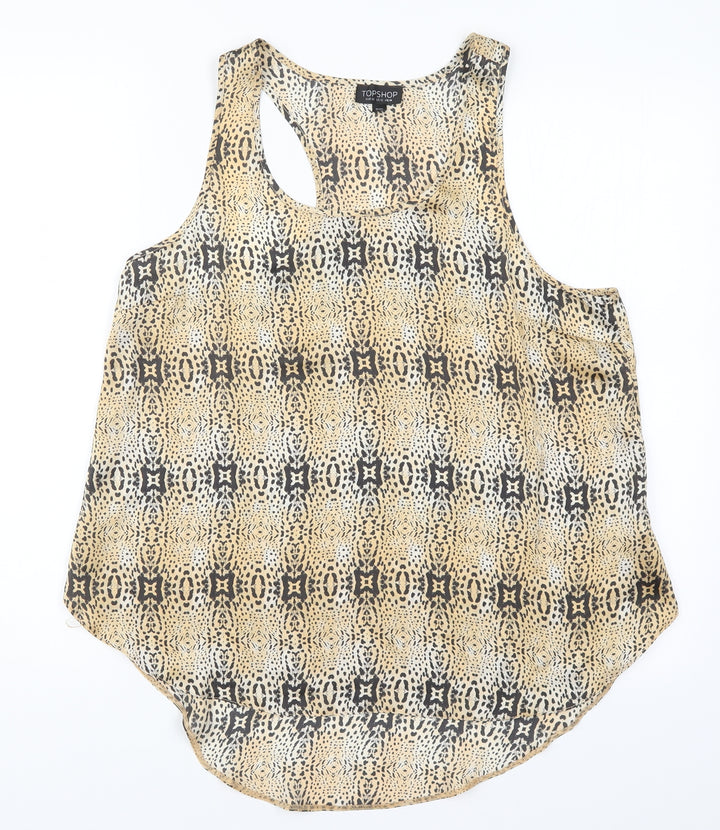 Topshop Womens Beige Animal Print  Basic Tank Size 14