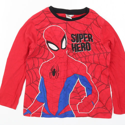 Preworn Boys Red Solid   Pyjama Top Size 7-8 Years  - Spider Man Super Hero