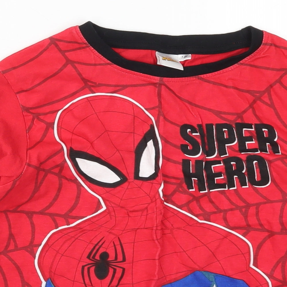 Preworn Boys Red Solid   Pyjama Top Size 7-8 Years  - Spider Man Super Hero