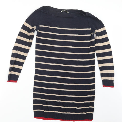 Oasis Womens Blue Striped Knit Pullover Jumper Size XS