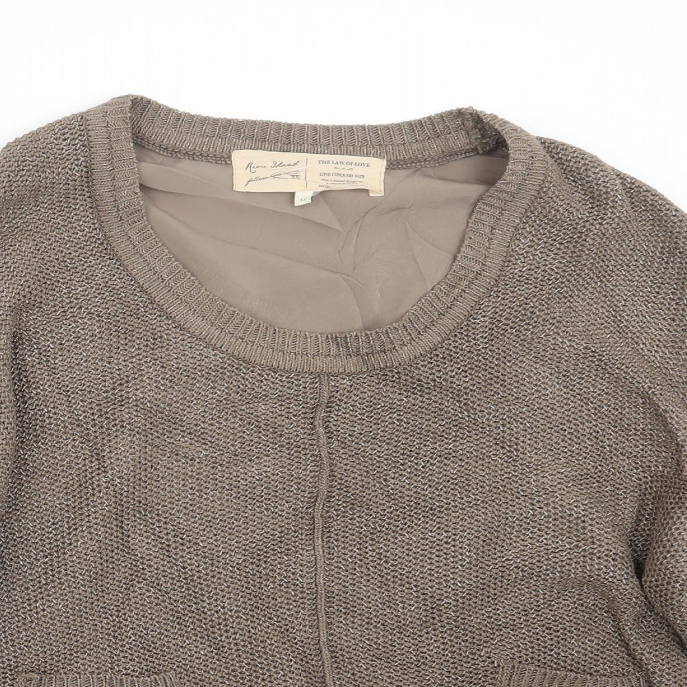 River Island Womens Brown  Knit Pullover Jumper Size 12