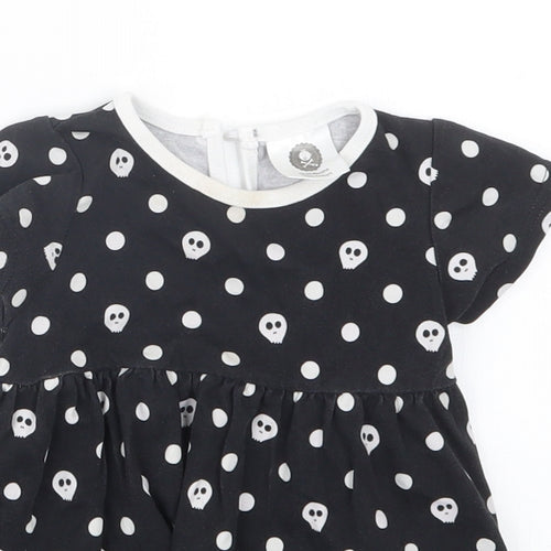Preworn Girls Black Geometric  T-Shirt Dress  Size 18-24 Months