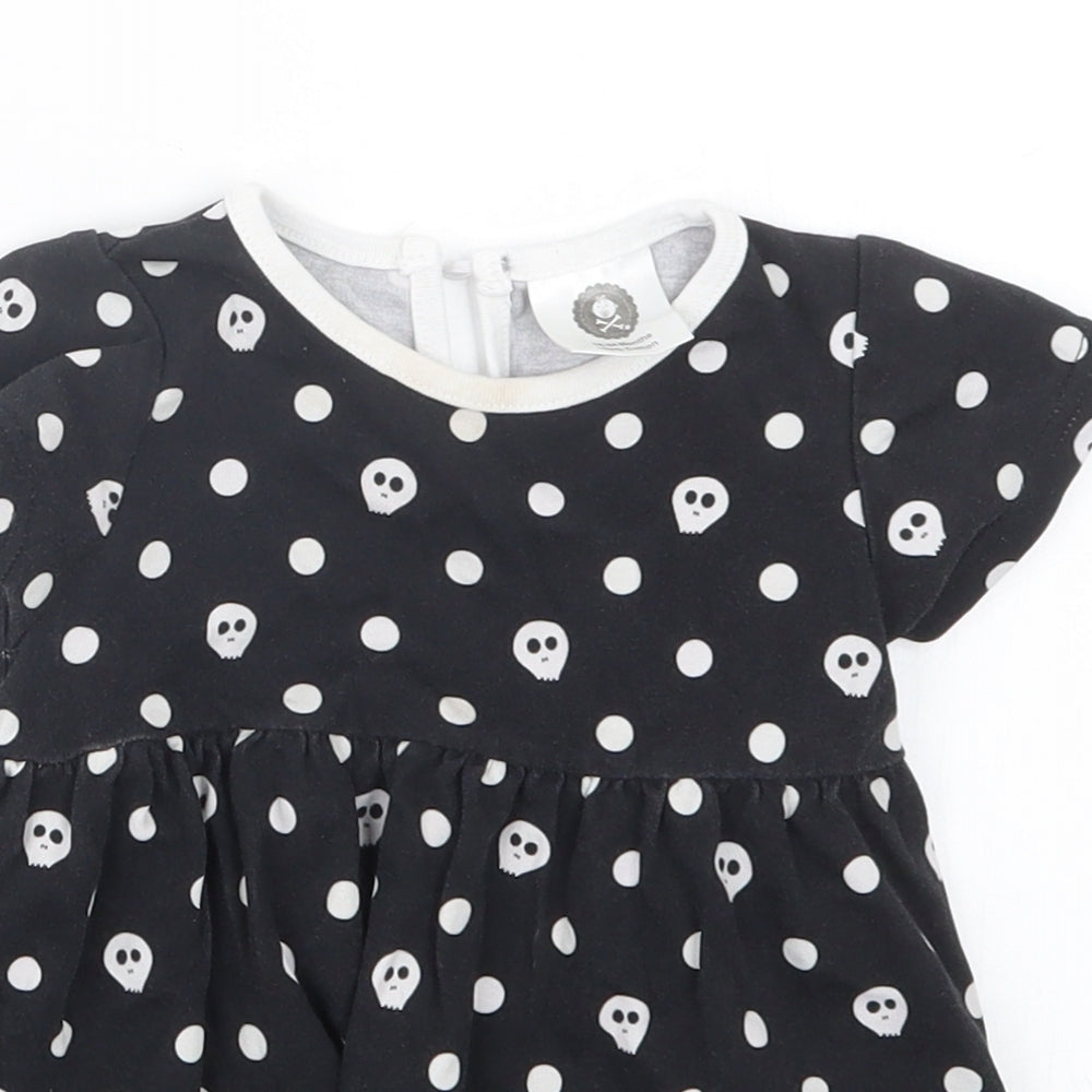 Preworn Girls Black Geometric  T-Shirt Dress  Size 18-24 Months