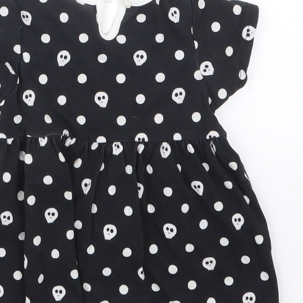 Preworn Girls Black Geometric  T-Shirt Dress  Size 18-24 Months